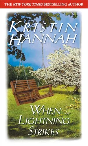 'When Lightning Strikes' book cover with a wooden swing sitting in an idyllic looking yard