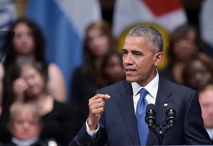 President Barack Obama speaking in Dallas. 