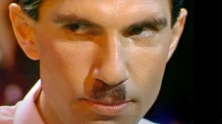 Close-up of Ron Mael onstage on The Midnight Special