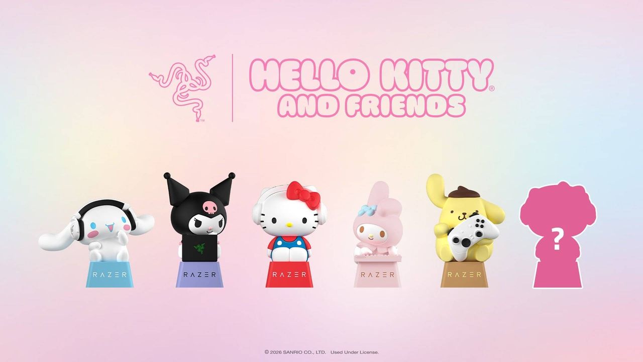 Razer's cute accessory trend continues as it unveils Sanrio keycaps featuring Hello Kitty and friends holding replicas of their best tech