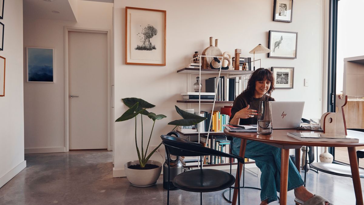 A hybrid worker working from their home