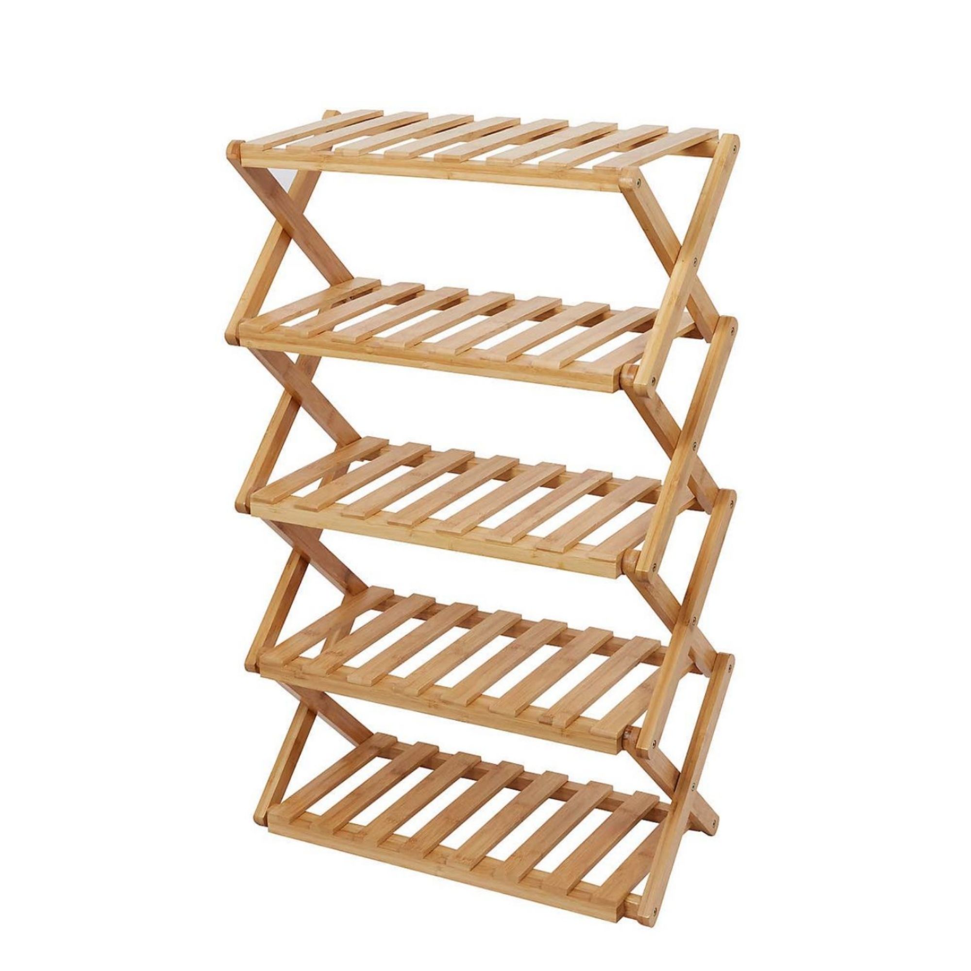 Bamboo Folding Shoe Rack on a white background