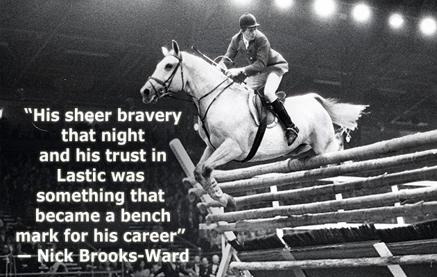 Nick Skelton and Lastic winning the high jump at Olympia in 1978. Setting the record at 2.32m