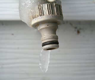 Frozen outdoor faucet