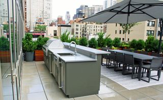 terrace garden ideas with an outdoor kitchen
