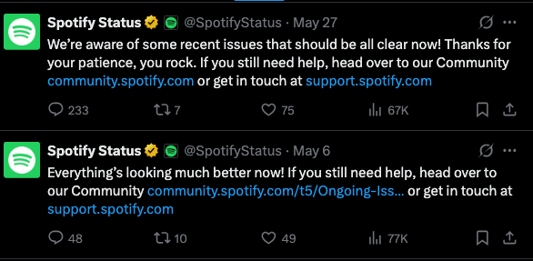 Spotify Status X account