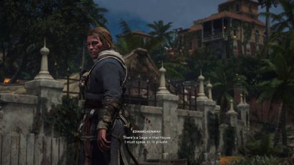 Assassin's Creed Black Flag Resynced Edward Kenway talking to Stede Bonnet saying he needs to speak to the Sage
