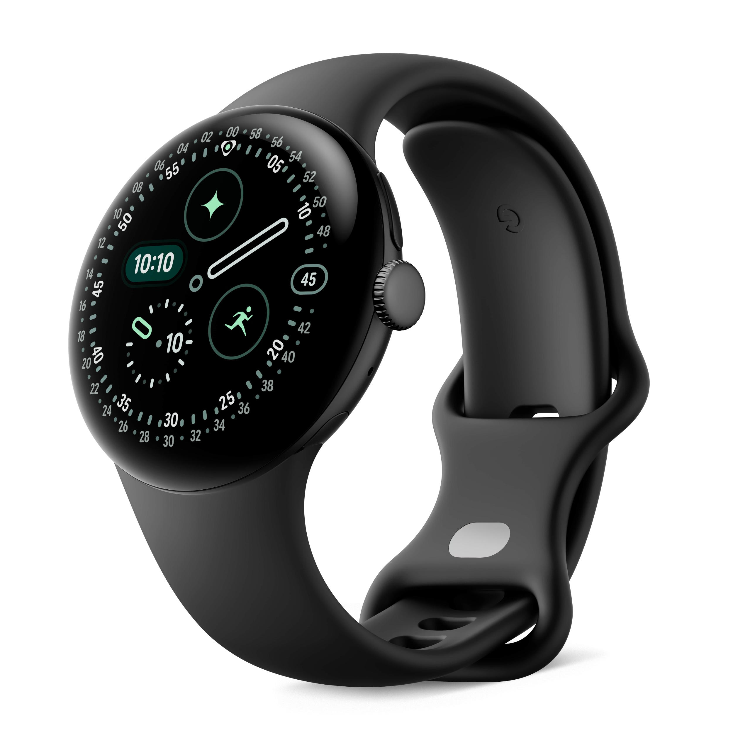 Google Pixel Watch 4 in Matte Black Aluminum case / Obsidian Active Band (45mm, 41mm)