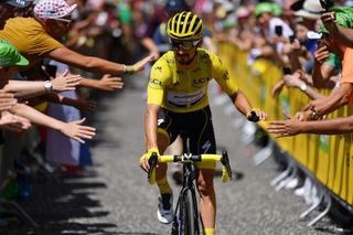 Julian Alaphilippe in the yellow jersey