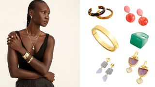 Best jewelry brands to shop include J.Crew, this is a selection of J.Crew earrings, bracelets and rings