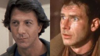 Dustin Hoffman on left, Harrison Ford on right