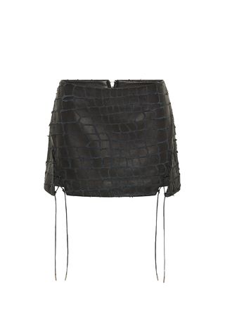 Snakeskin-Effect Leather Skirt