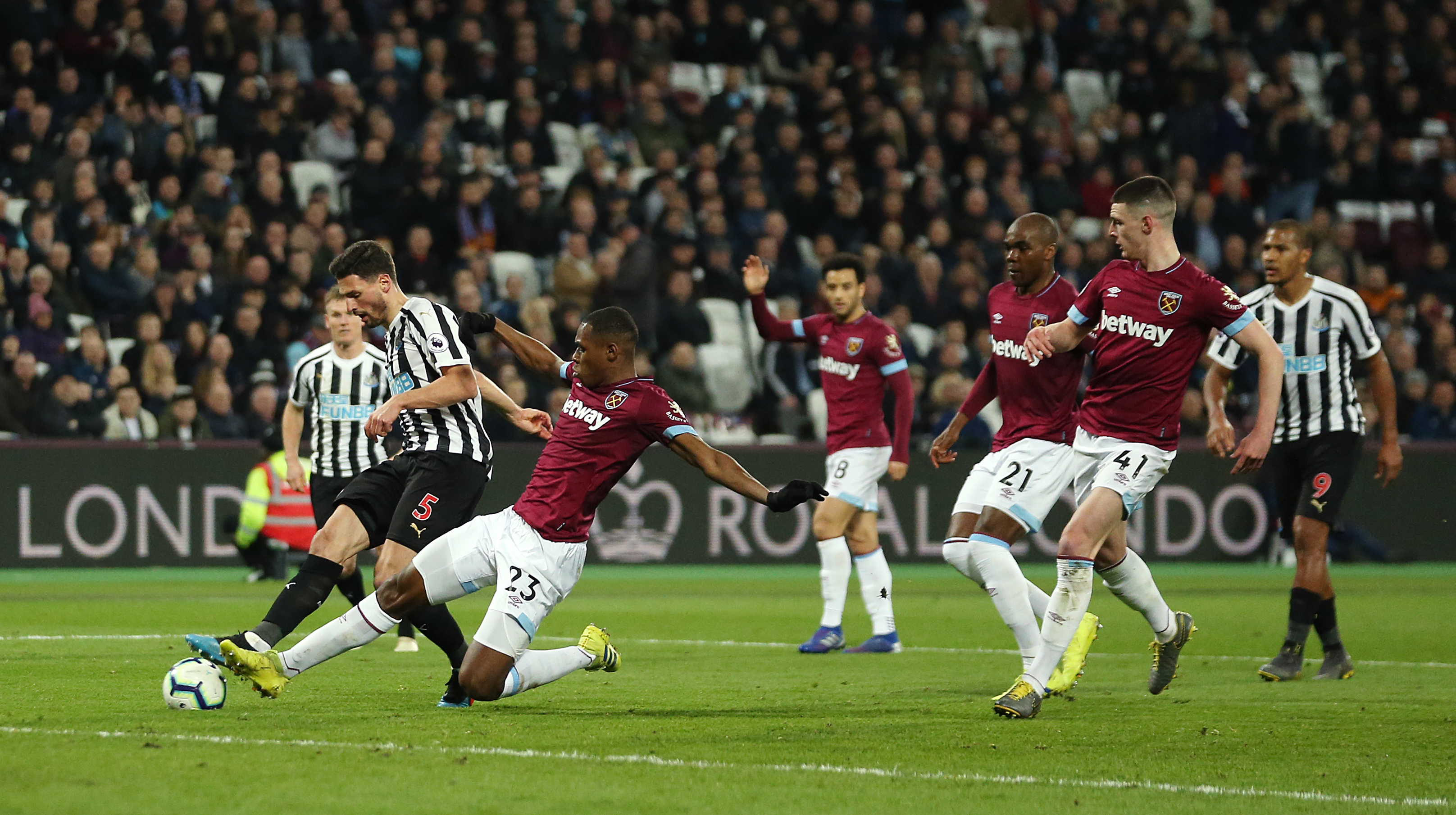 Issa Diop denies Fabian Schar with a last-gasp challenge