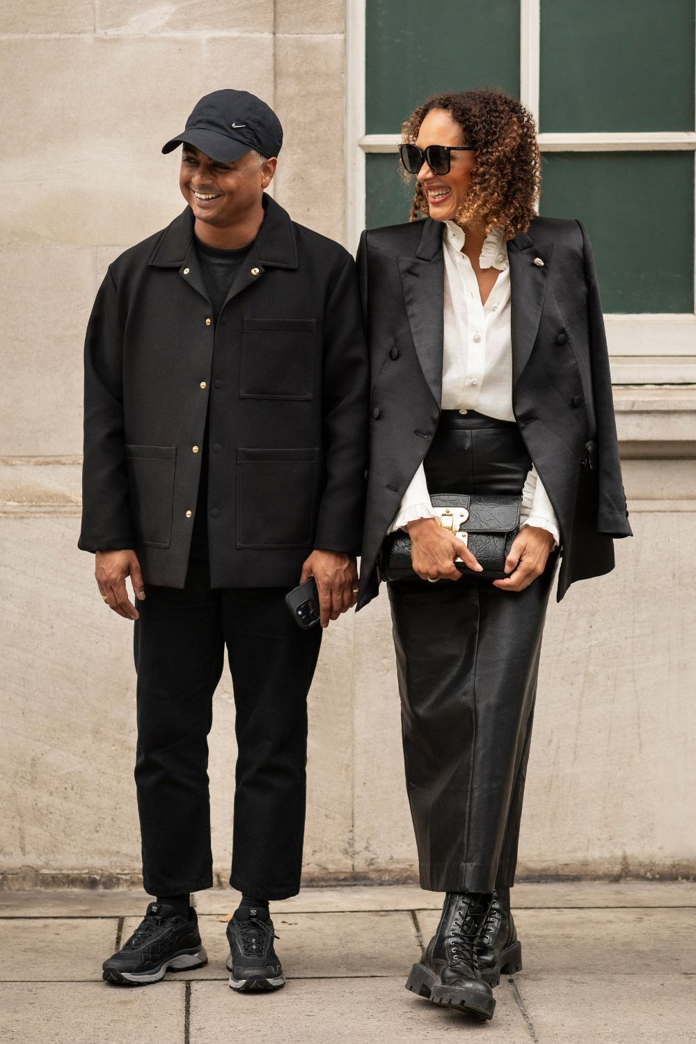 Sunil Makan LFW SS24 Nanushka Jacket and Acne Jeans