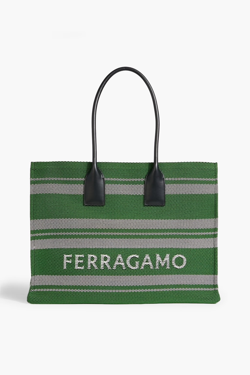 Ferragamo, Leather-trimmed jacquard tote