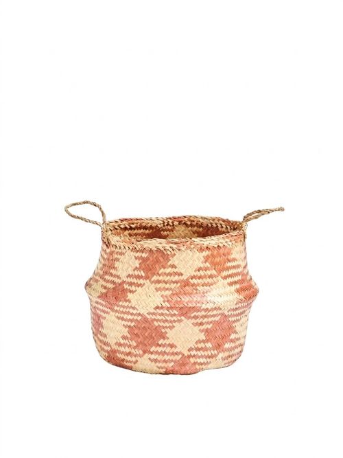 Brown Seagrass Dogtooth Storage Basket 