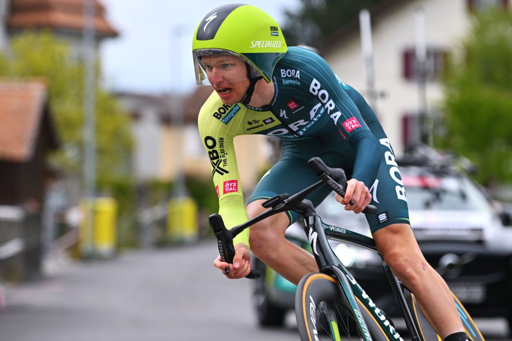 PAYERNE SWITZERLAND APRIL 23 Aleksandr Vlasov of Russia and Team BORA hansgrohe sprints during the 77th Tour De Romandie 2024 Prologue a 228km individual time trial stage from Payerne to Payerne UCIWT on April 23 2024 in Payerne Switzerland Photo by Luc ClaessenGetty Images