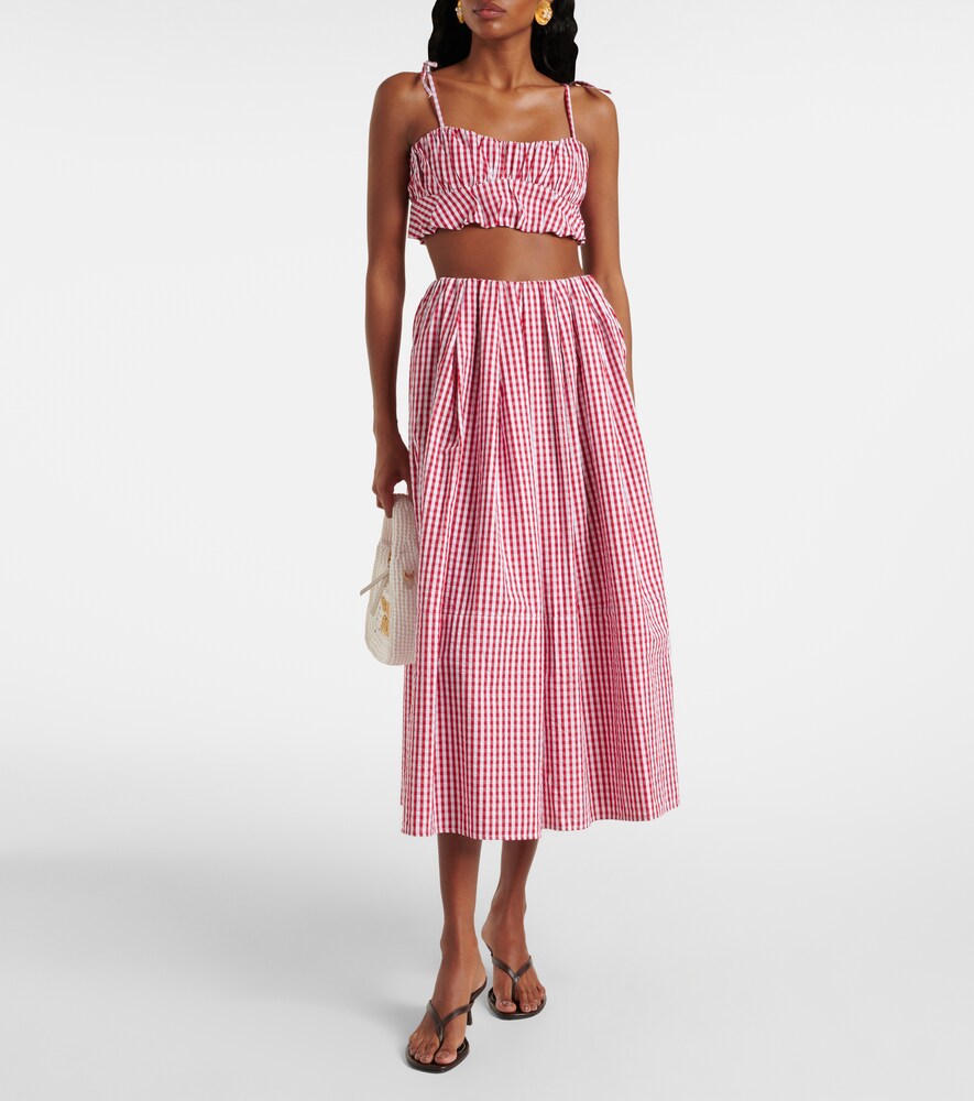 Solinas Gingham Cotton Poplin Midi Skirt