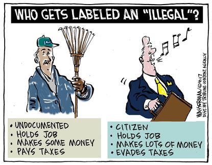 Political Cartoon U.S. Illegal undocumented immigrant tax evasion