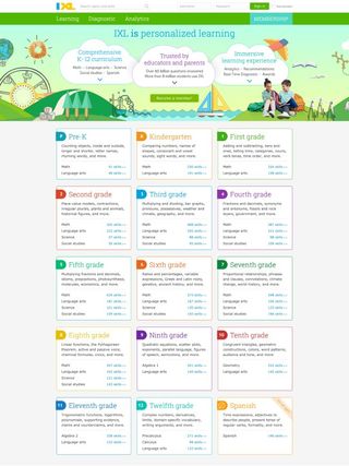 IXL homepage with tiles