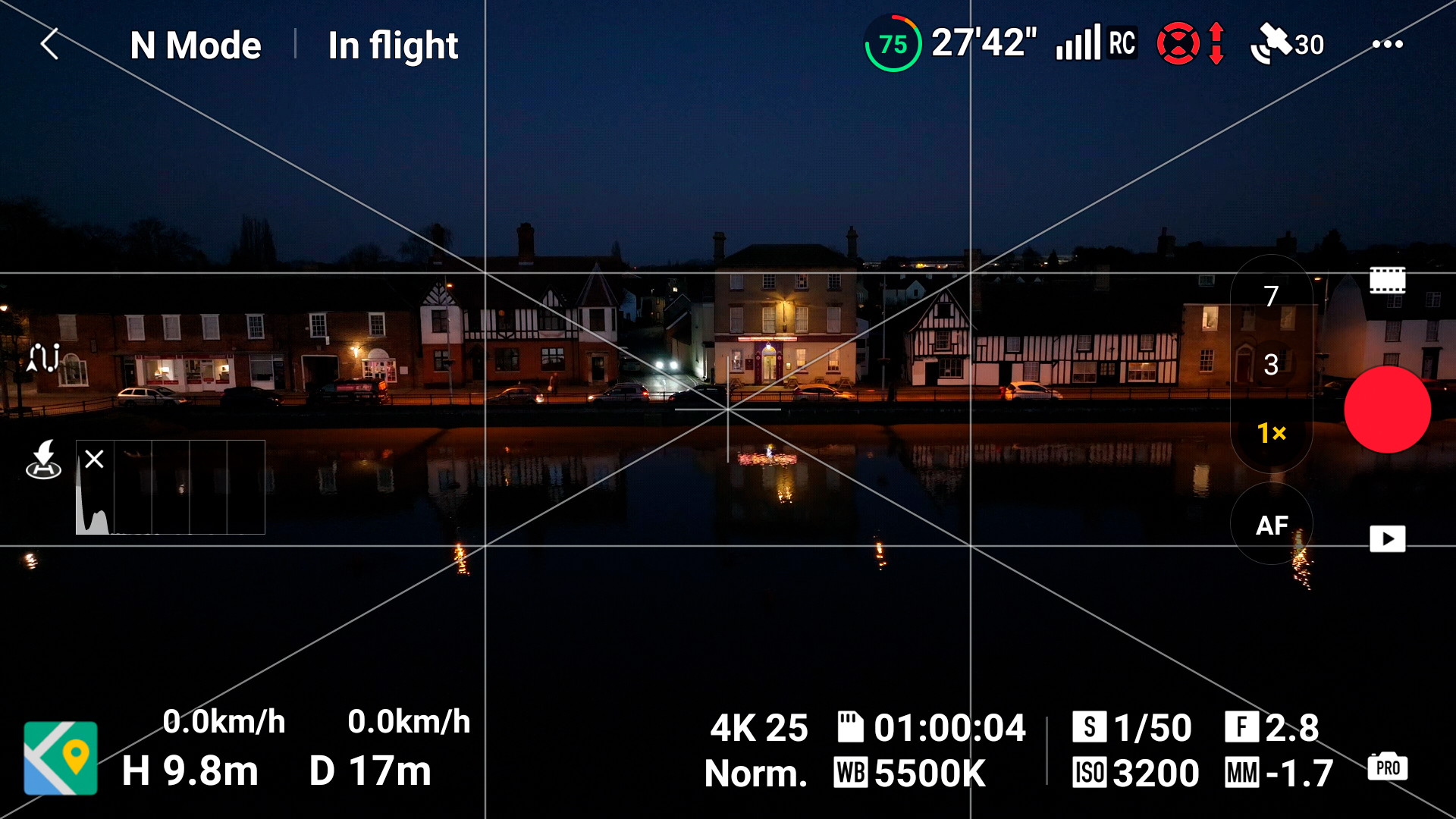 DJI Mavic 3 Pro smart controller screengrab showing night video settings
