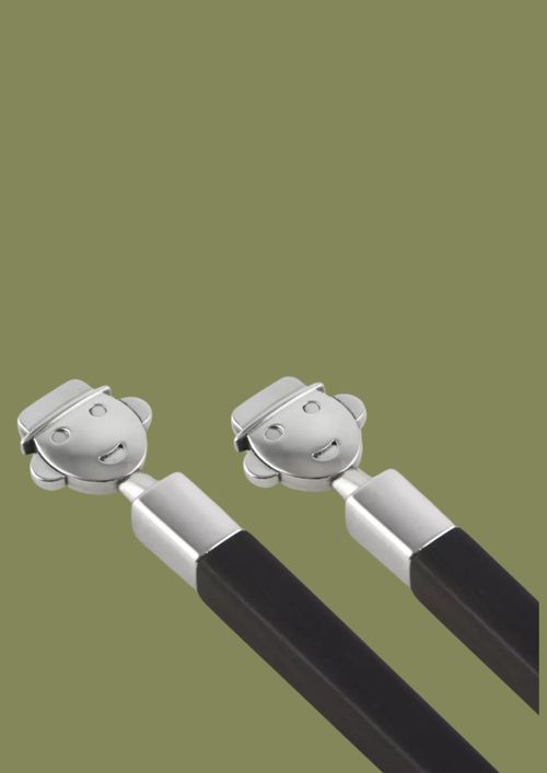 Anna Wood and Stainless-Steel Chopsticks and Stand Set