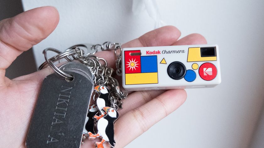 A photo of a Kodak Charmera keychain camera