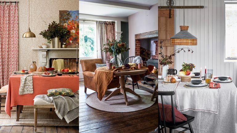 A composite of fall table decor ideas