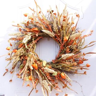 A dried grass autumn wreath