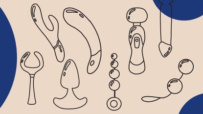 A range of illustrated vibrators on background to represent how to use a vibrator