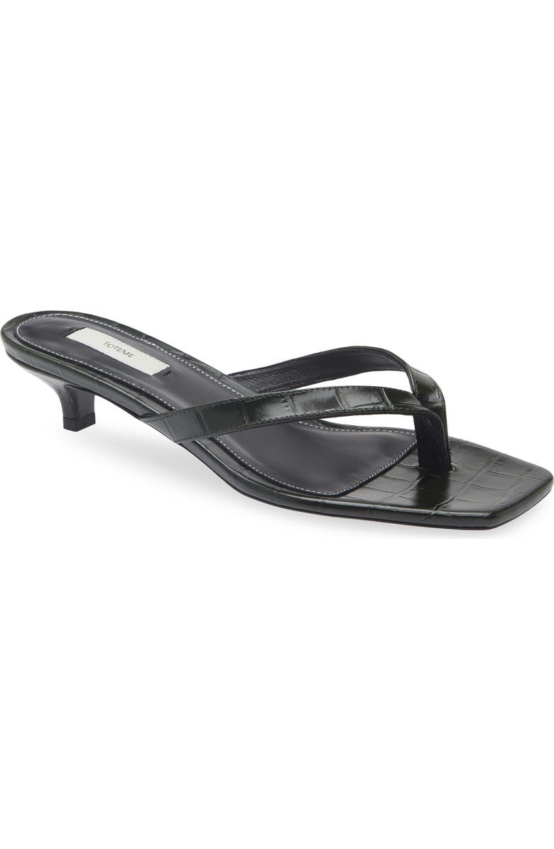 Croc Embossed Kitten Heel Flip Flop