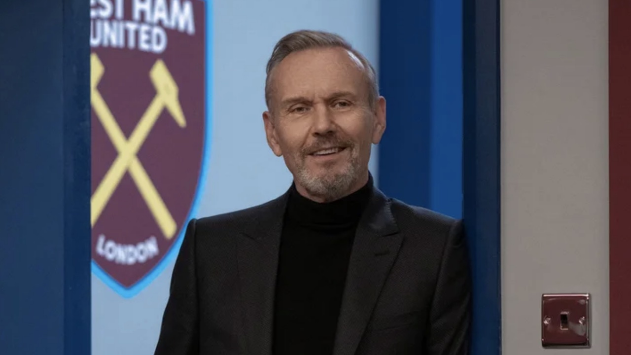 Anthony Head smiling as Rupert in Ted Lasso.