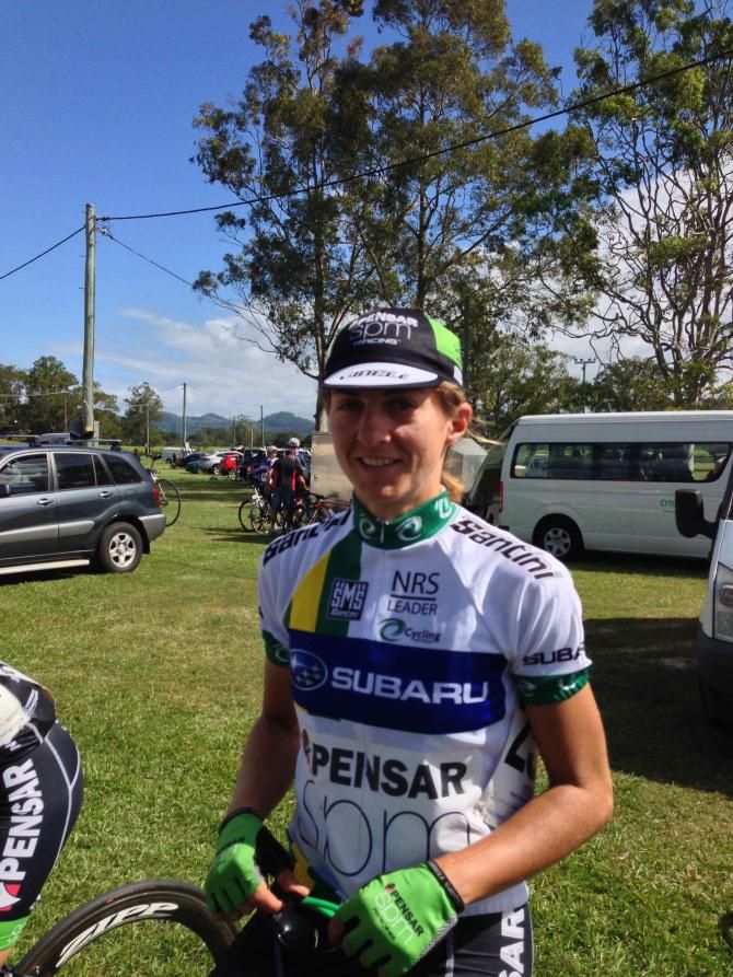 Katrin Garfoot (Pensar SPM Racing) warms down after finishing second in the opening stage of the women's Battle on the Border