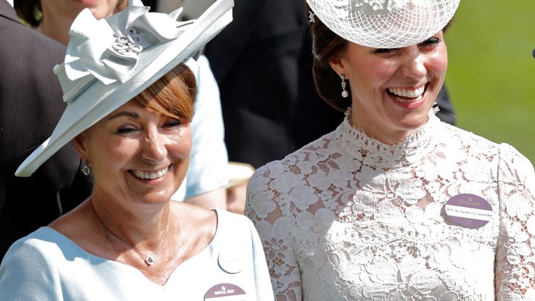 Carole Middleton and Kate Middleton attend day 1 of Royal Ascot at Ascot Racecourse on June 20, 2017 in Ascot, England