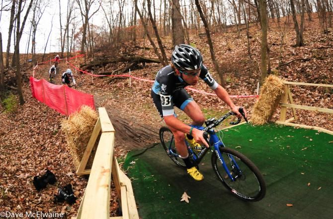 Jamey Driscoll (Raleigh Clement) crossing the new bridge on lap three
