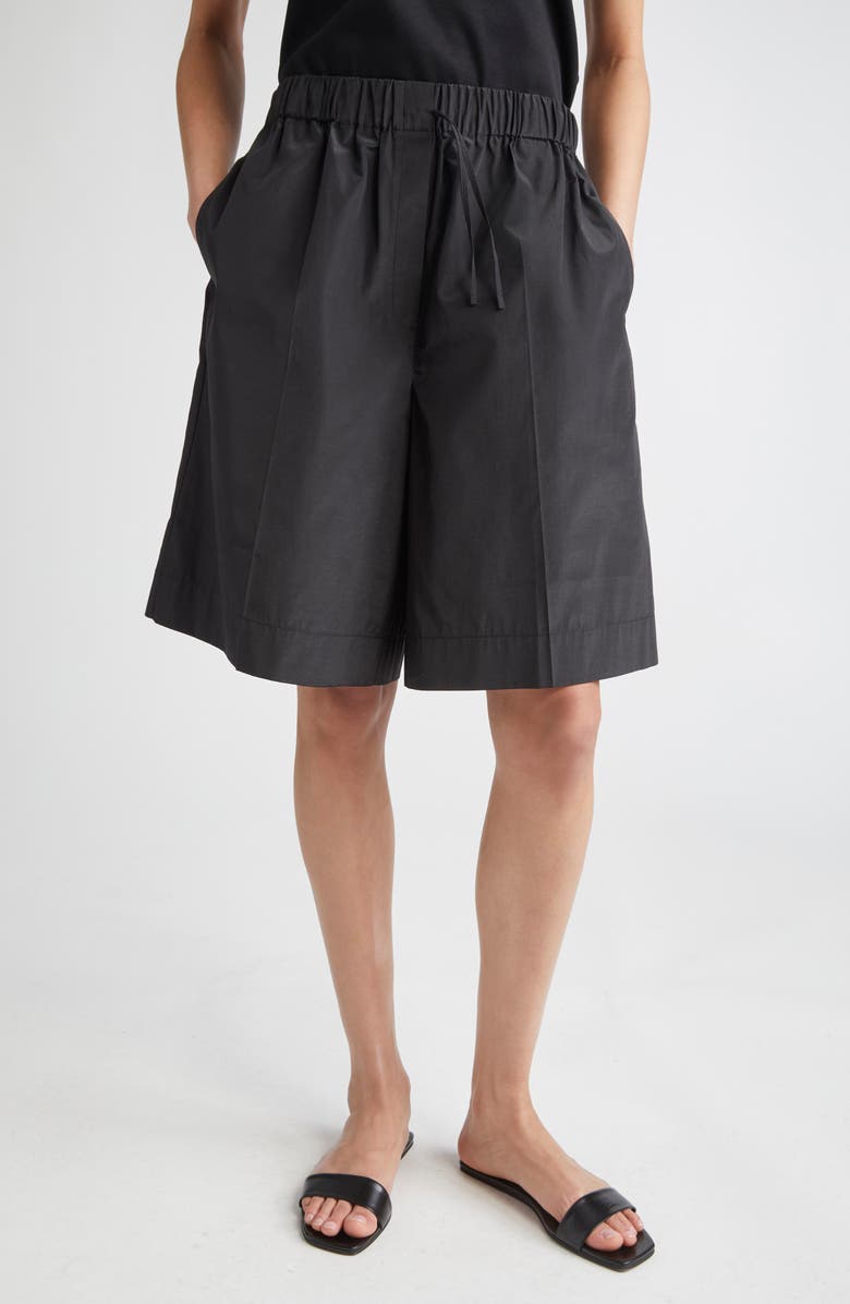Tori Pleated Taffeta Bermuda Shorts