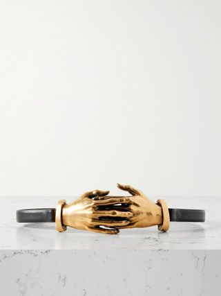 Hands Gold-Tone and Leather Belt