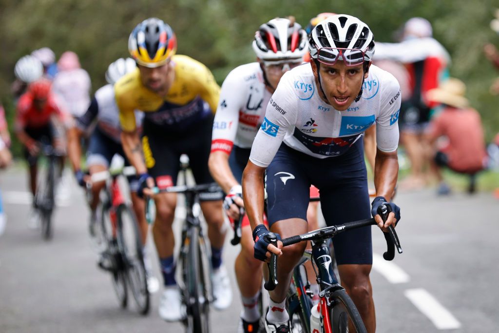 Egan Bernal of Ineos Grenadiers pictured in action during stage nine of the 107th edition of the Tour de France cycling race from Pau to Laruns 153 km in France Sunday 06 September 2020 This years Tour de France was postponed due to the worldwide Covid19 pandemic The 2020 race starts in Nice on Saturday 29 August and ends on 20 September BELGA PHOTO YUZURU SUNADA Photo by YUZURU SUNADABELGA MAGAFP via Getty Images