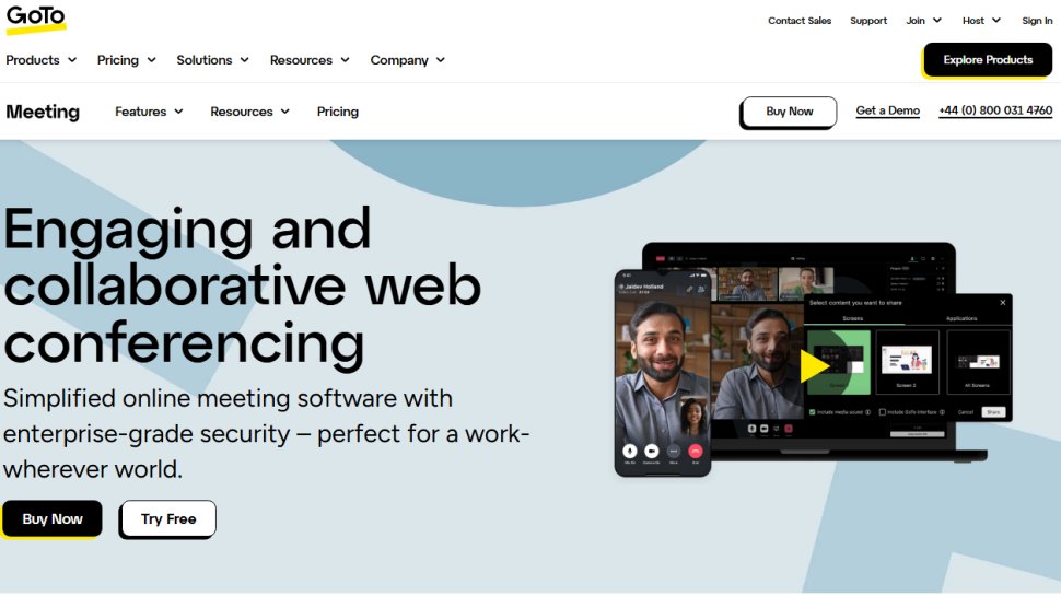 Website screenshot of GoToMeeting (February, 2026)