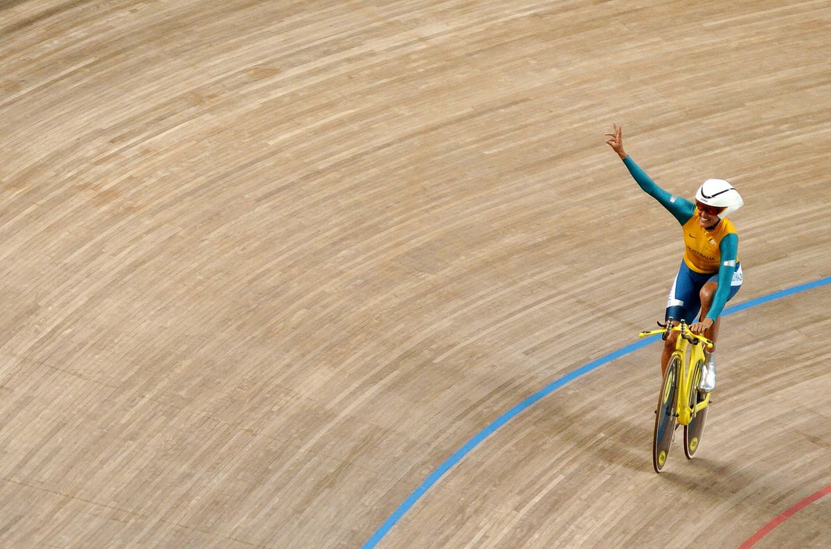 Katie Mactier salutes the crowd