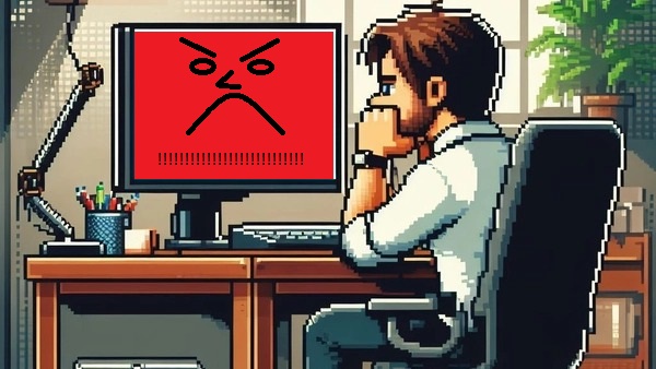 Man at angry computer