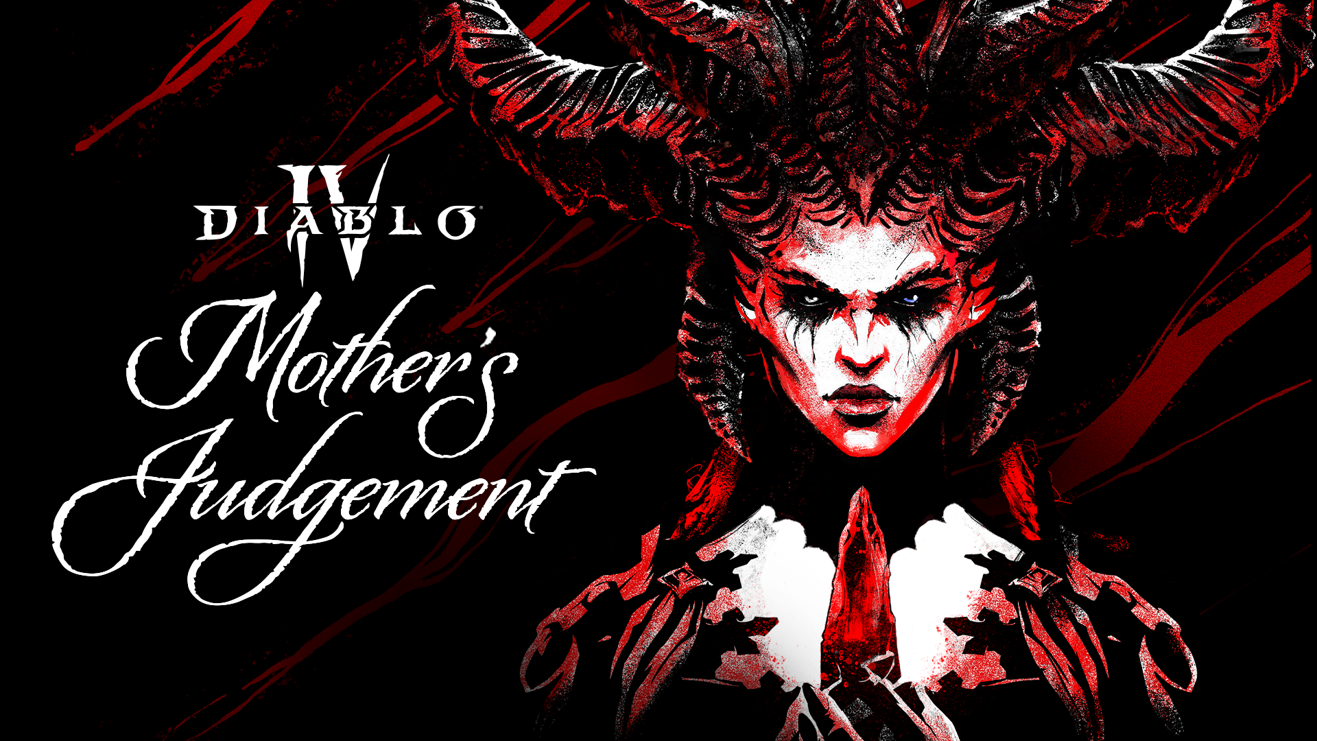 Picture of a demonic woman with two horns and text reads Diablo Mother's Judgement