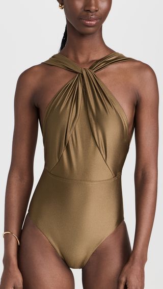 Ottie High Neck Draped One Piece