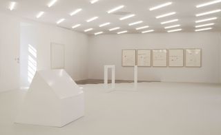 A unifying diagonal pattern of light fixtures sit across exhibition spaces, especially designed for art display