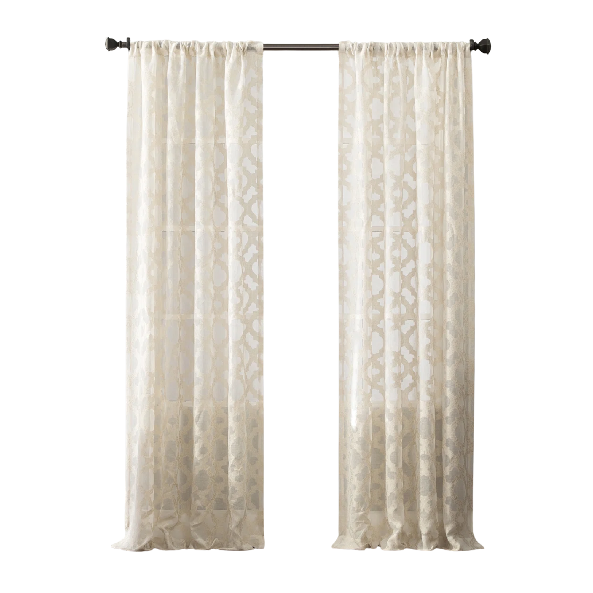 set of two white sheer drape