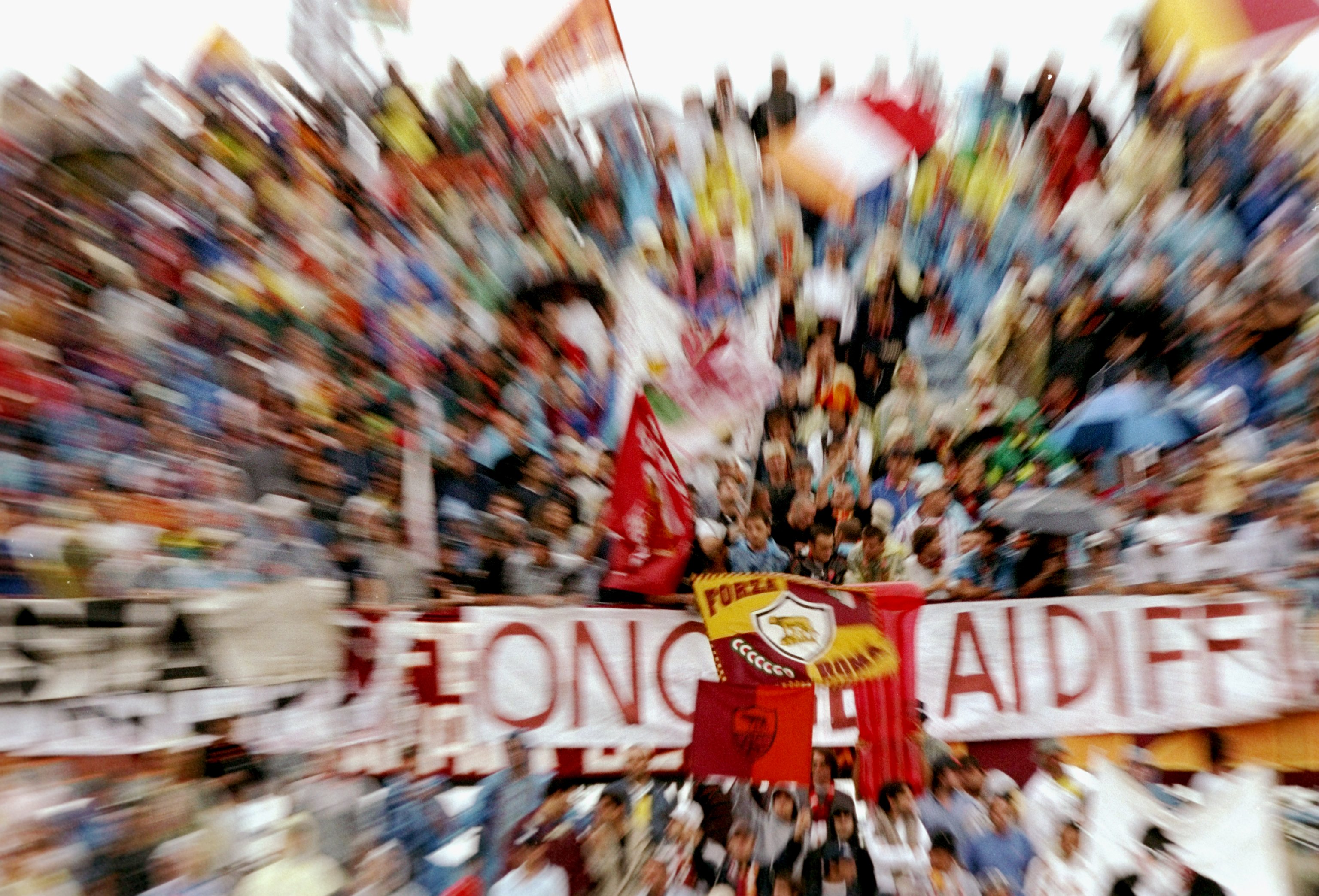 Roma fans during a game against Piacenza in August 1999.