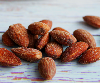 Roasted nuts in the air fryer with sugar and salt