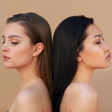 two models posing - greasy hair