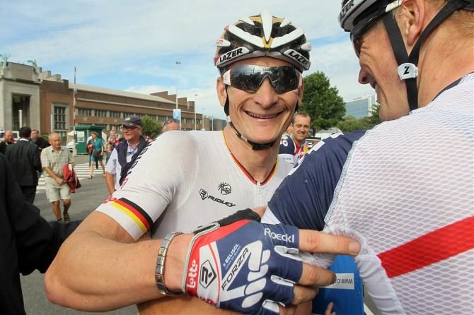 Andre Greipel (Lotto Belisol) is a happy man after winning the Brussels Cycling Classic