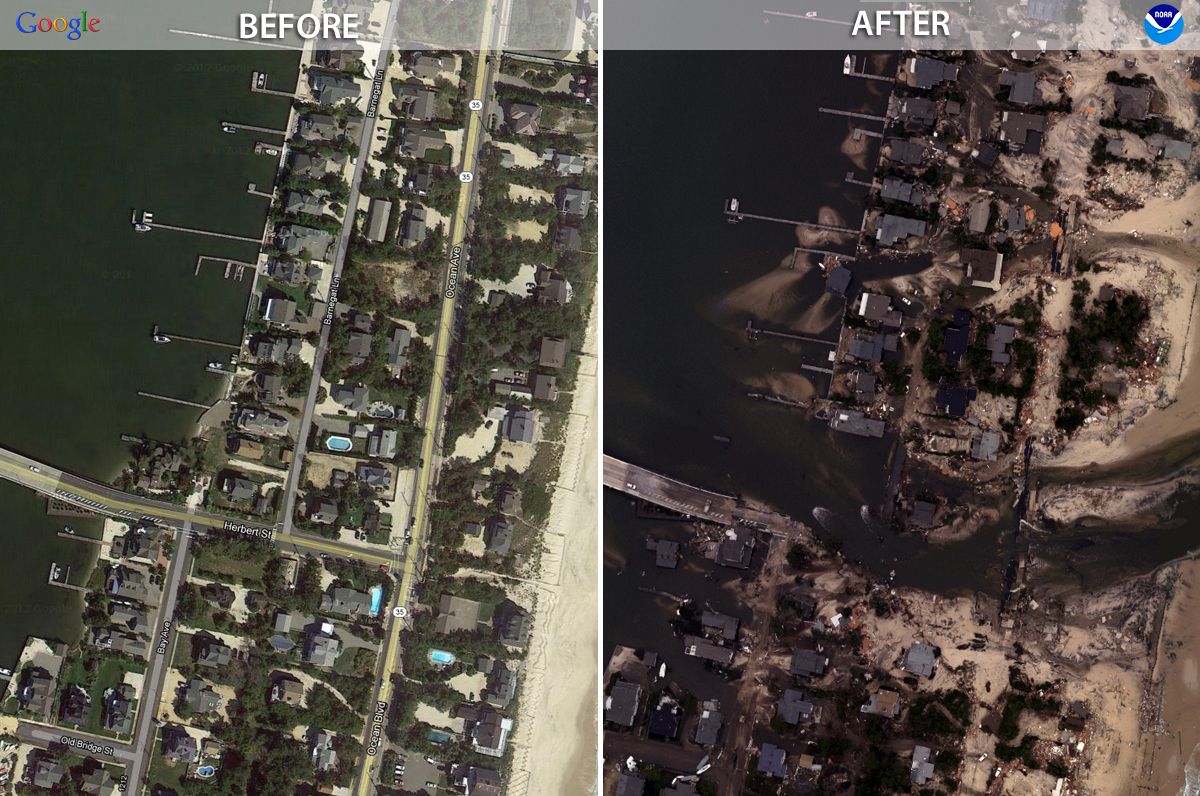 Mantoloking, New Jersey before and after.